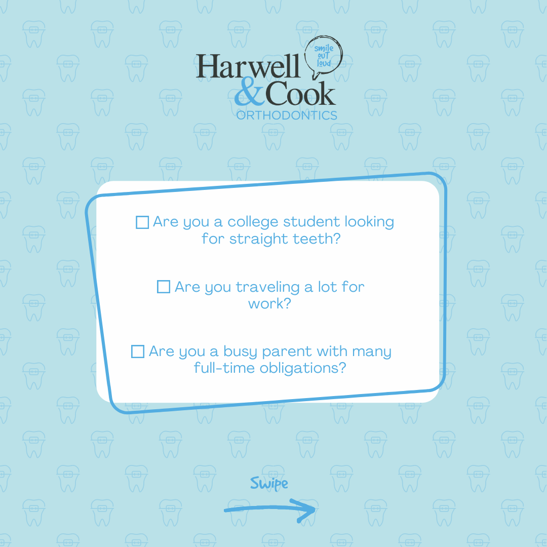 A blue informational graphic. | Harwell & Cook Orthodontics